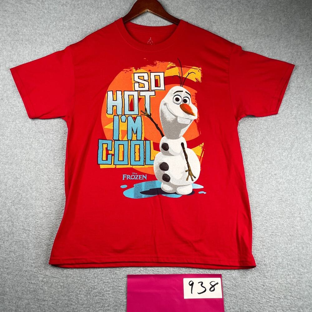 Disney Land Resort Olaf Graphic Print T Shirt So Hot Im Cool Graphic Large Red